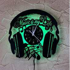 Настенные часы светящиеся в темноте music is my life